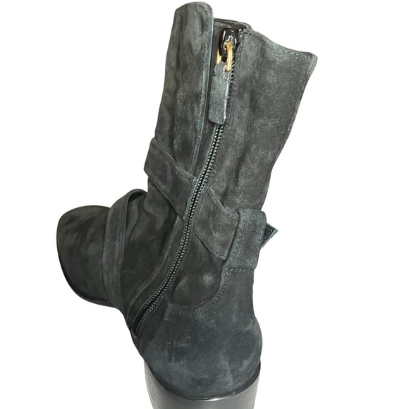 Stuart Weitzman Britain Suede Boots Black and‎ Gold 10 - Picture 7 of 10